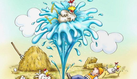 Hühnerhof und heiße Quelle