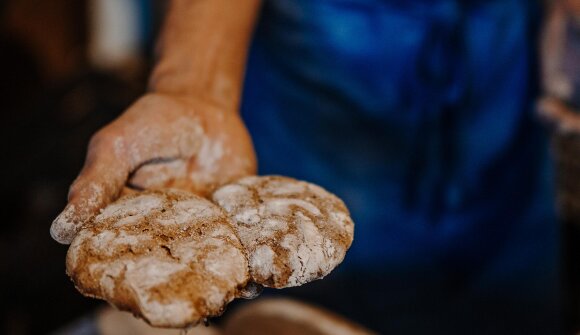 Raccolta di erbe e cottura di pane